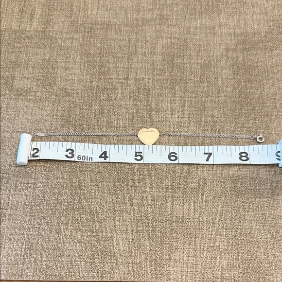 Tiffany & Co. Rose Gold Heart Bracelet with Sterling Silver Double Chain - Picture 6 of 7